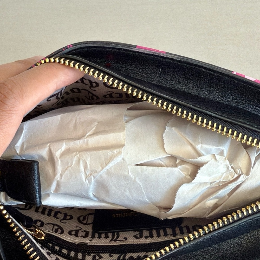 Juicy Couture Black and Pink Cherry Print Shoulder Bag - Picture 3 of 3
